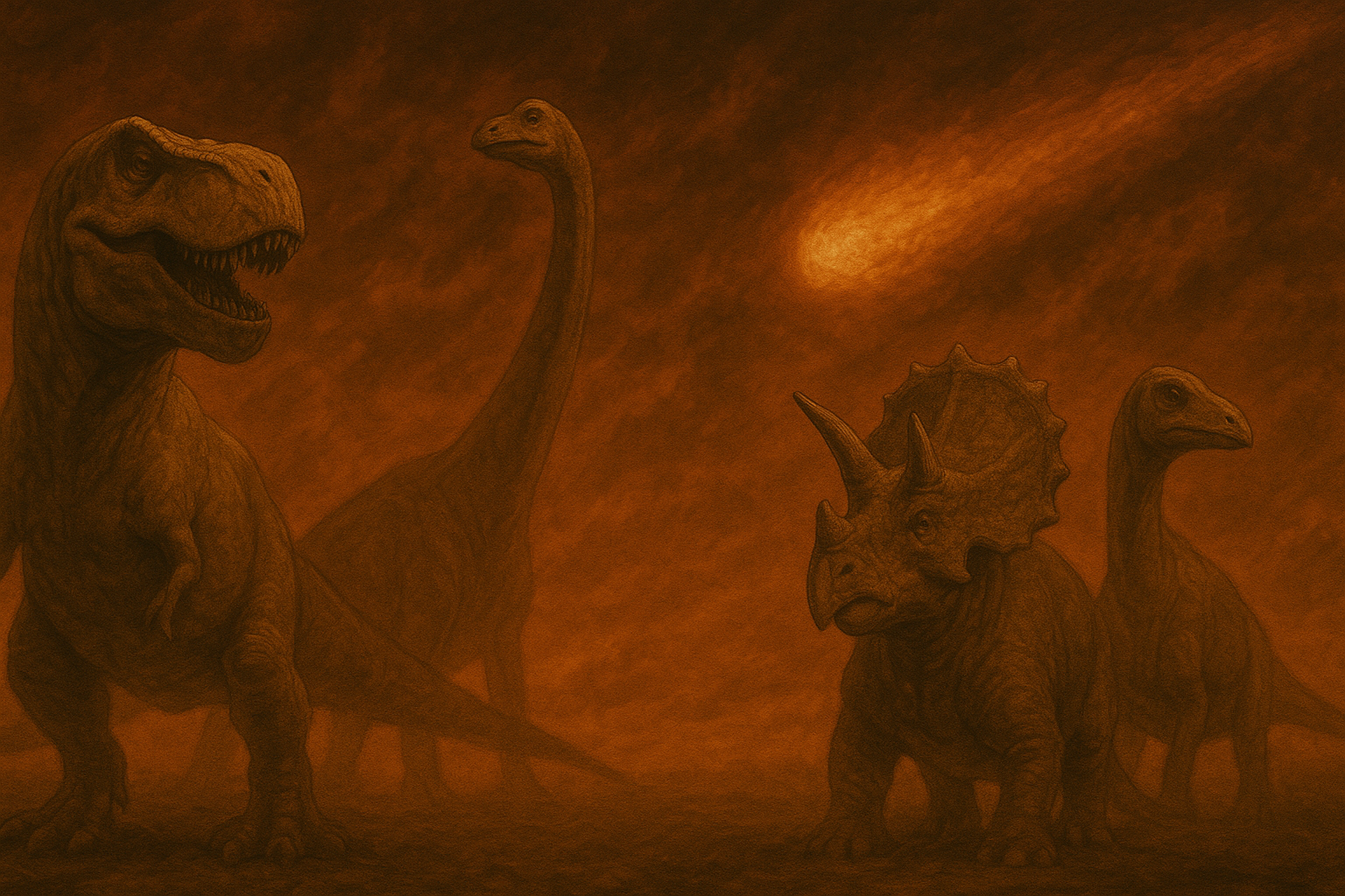 dinosaurs about to be hit by a comet that made them extinct
