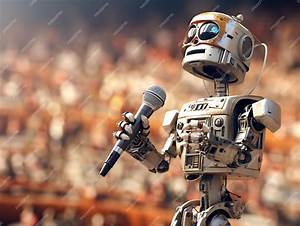 ai robot singer performs in front of an audience