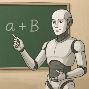 ai robot instructor giving a lesson in the classroom